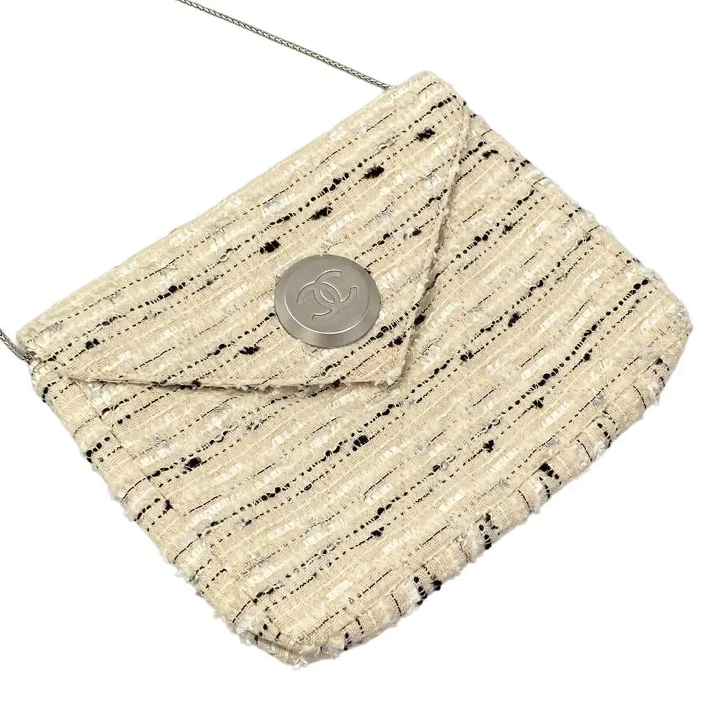 Chanel Matelasse Shoulder Bag Beige Silver Multi